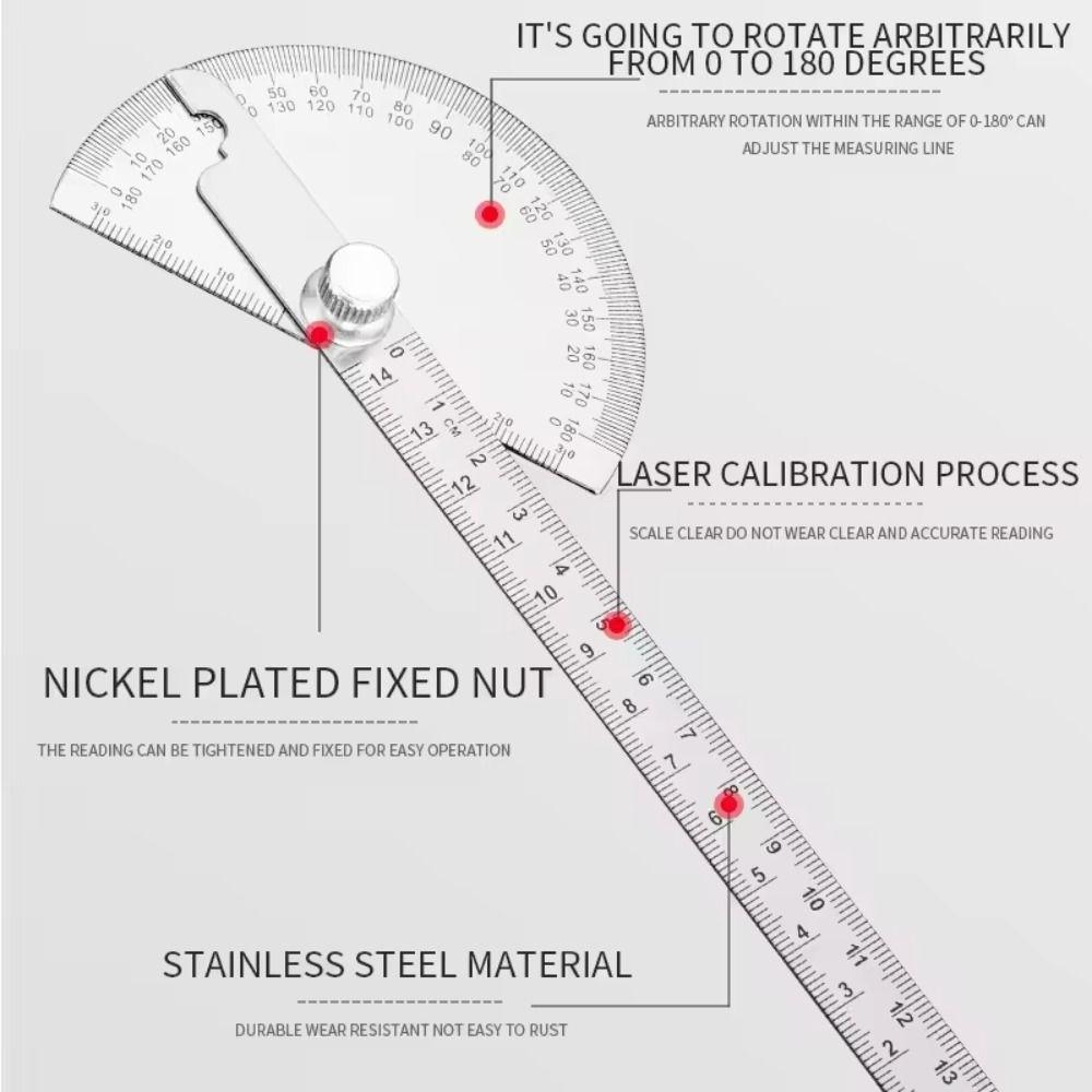 Угломер 180 градусов, транспортир, измерительная линейка, регулируемый транспортир, измерительный инструмент