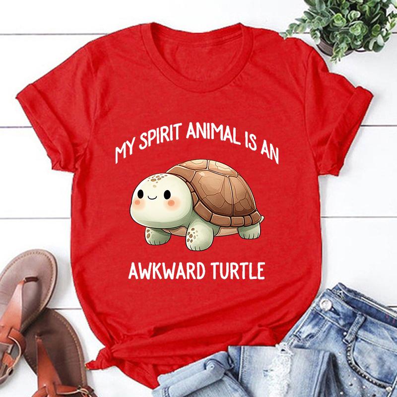 Мое тотемное животное - неуклюжая черепаха. Принтованная футболка. Мужские/женские топы. Футболки. Летняя прохладная свободная с коротким рукавом.