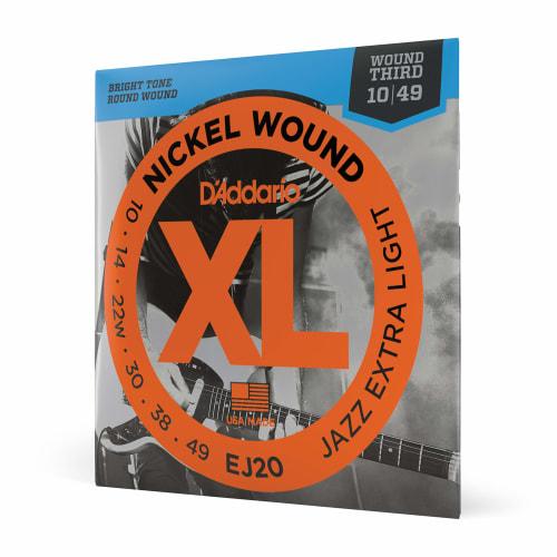 D'Addario Electric Guitar Strings, XL Nickel, .010-.049, Jazz Extra Light, EJ20