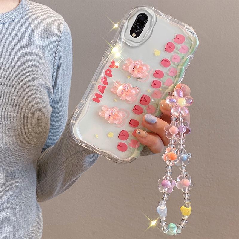 Силиконовый чехол для Samsung A20, M02, A03, A52S: Милый дизайн куклы из мультфильма, защита от падения, цветочный браслет для женщин