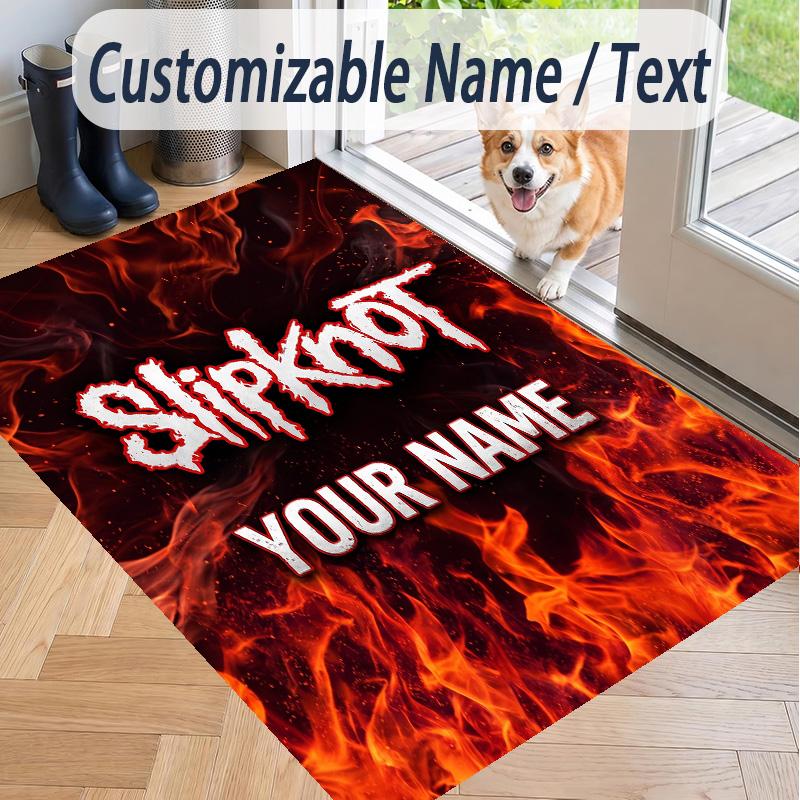 Custom Text Printed Rug Slipknot Non Slip Floor Carpet For Home Room Decor