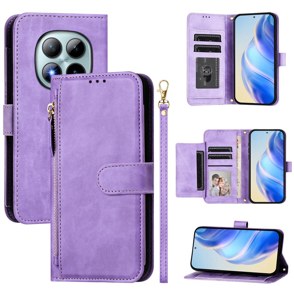 For Xiaomi Redmi Note 15 Pro+ 5G Case Zipper Pocket Multiple Card Slots Leather Phone Cover