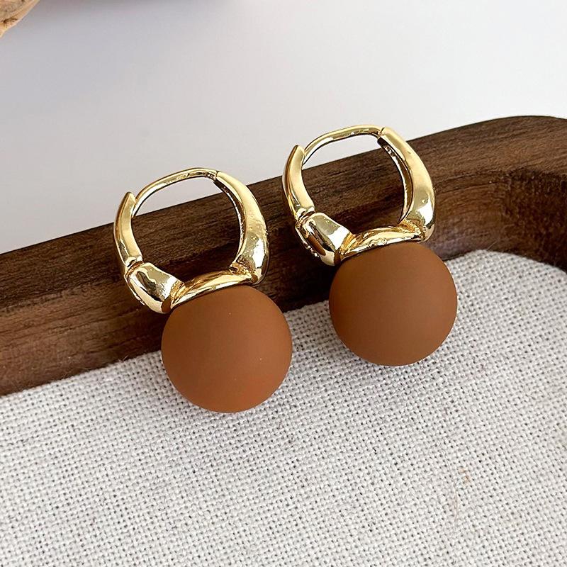 Простые новые коричневые геометрические серьги в стиле ретро с темпераментом, французские серьги, украшения для девочек