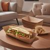 100pcs Paper Food Trays Disposable Paper Food Boat Kraft Food Serving Boats Food Holder Trays for Snacks French Fries Nachos Hot Dog Tacos BBQ Party