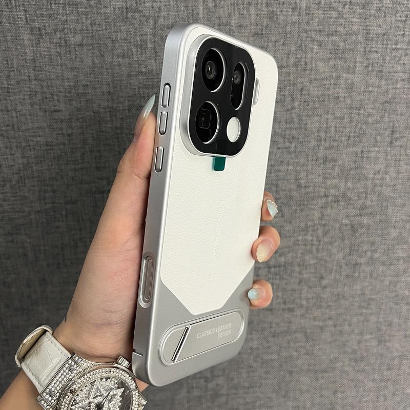 Чехол для OPPO Find X9 Pro Простая подставка Узор из ПУ кожи Гальванизированная жесткая крышка из поликарбоната Для Oppo Find X9 Pro Нескользящий бампер
