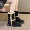 Fashion 2024 Winter Warm Shoes Women's Ankle Boots Suede Plush Modern Boots Mixed Color Round Toe Snow Boots