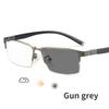 Photochromic Half Frame Myopia Glasses Luxury Metal Business Nearsighted Eyeglasses Retro Finished Optical Minus Eyewear Diopter