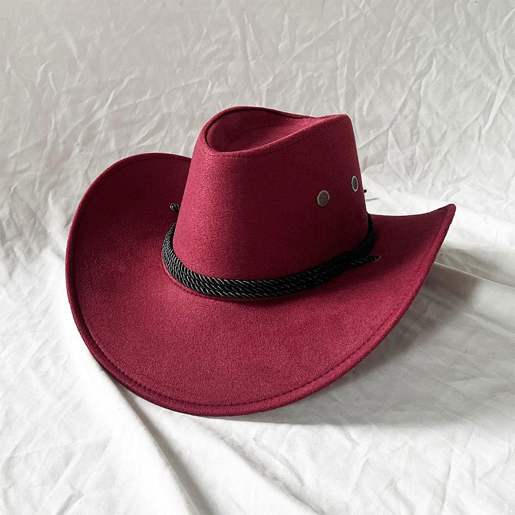 Men's Classic Cowboy Hat Western Cowboy Hat Outdoor Sun Hat Adjustable Drawstring Felt Hat