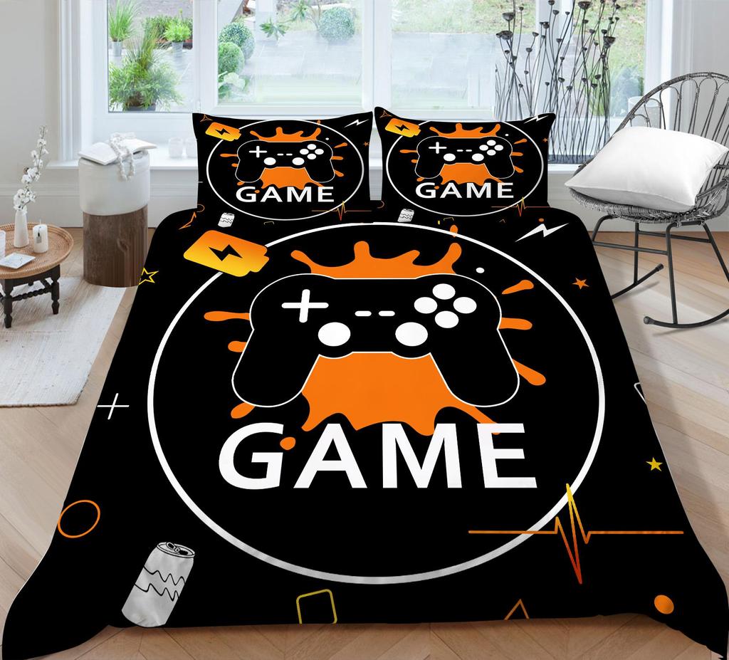 Постельные принадлежности для игрока, ткань из микрофибры, игровой автомат, пододеяльник и наволочка с принтом, подходят для домашнего украшения комнат для мальчиков и мужчин, любителей игр