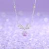 Original Star Bow Princess Necklace Women's Sterling Silver Fashion OL Style Light Luxury Fireworks Cut Purple Zircon Collarbone Chain