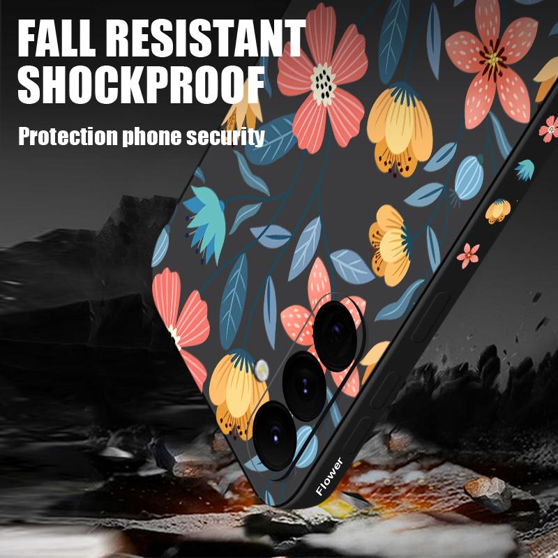 Flower Painted Shell For Samsung Galaxy S24 S22 Ultra Plus S23 S21 S20 Fe A52 A53 A54 A34 14 5g A51 A32 A13 4g Slim Shockproof Tpu Hybrid Case Cover