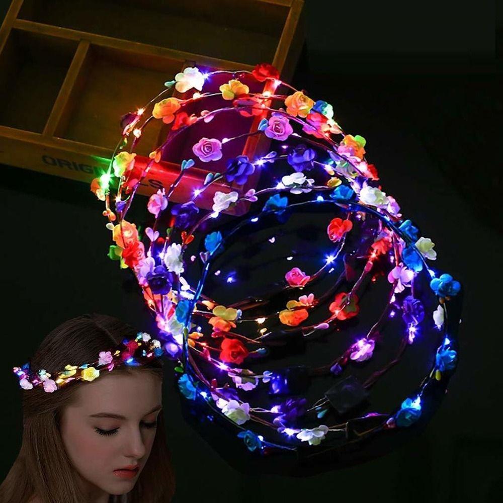 Hairband For Bride Vacation Luminous Glowing Wreath Wreath Headband Beach Headband Flower Crowns