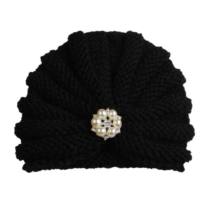 New children's products winter, solid color with diamond baby wool hat, baby knitted thermal hat