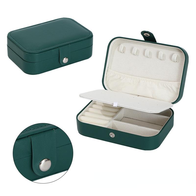 Fashion portable jewelry box jewelry storage rack display travel jewelry box button leather storage zipper jewelry