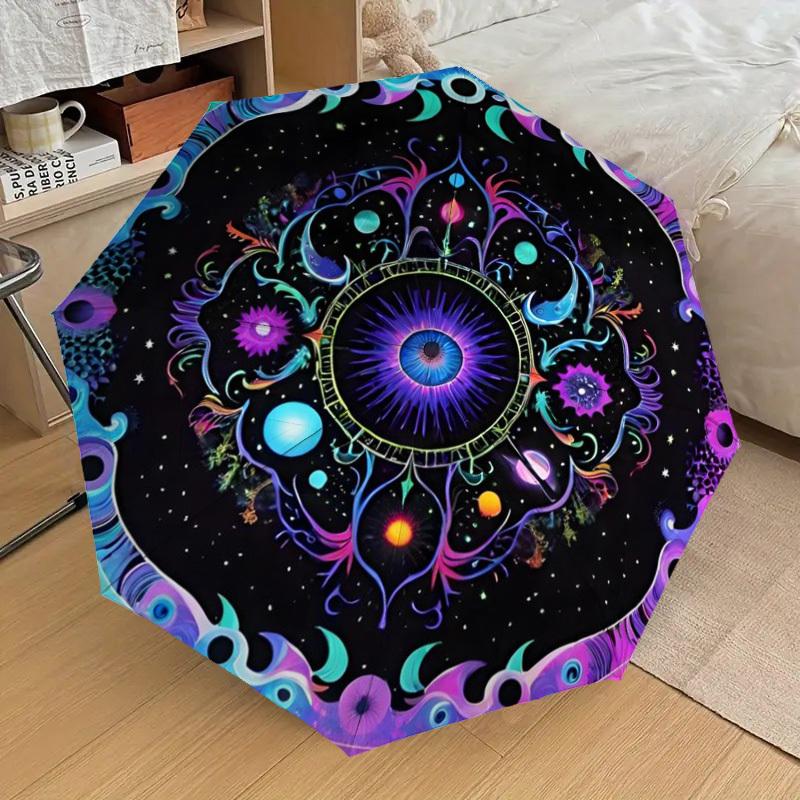 1pc Psychedelic Mandala Art Automatic Folding Umbrella - Compact 8-Rib Design,Perfect Gift for Friends & Family yy250926020