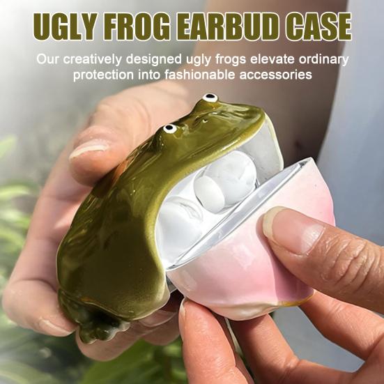 Защитный чехол для Air Pods Pro/Pro 2/Pro 3/Air Pods 4 Мягкий Защита от царапин и падений Дизайн с уродливой лягушкой Чехол для беспроводных наушников