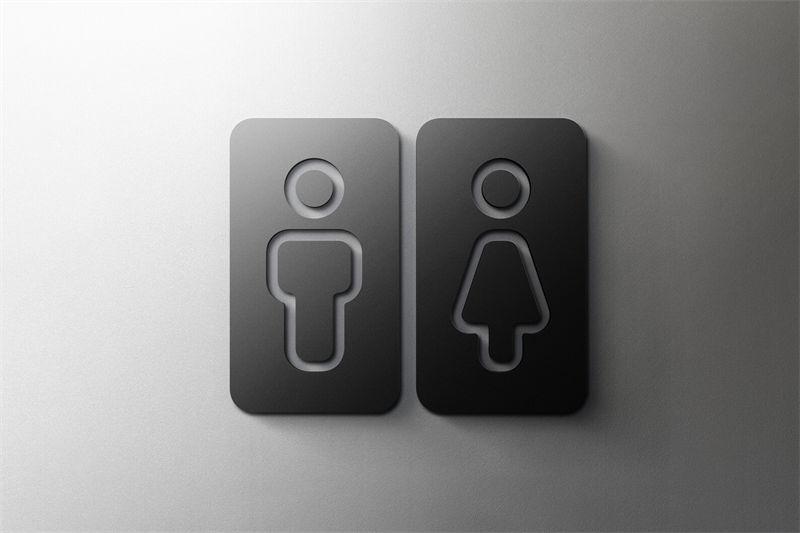 Black Color Toilet Sign Plate Acrylic 3D Wash Room Door Wall Art Label Sticker Wc Holder Signage Board Art Hotel Home Decoration