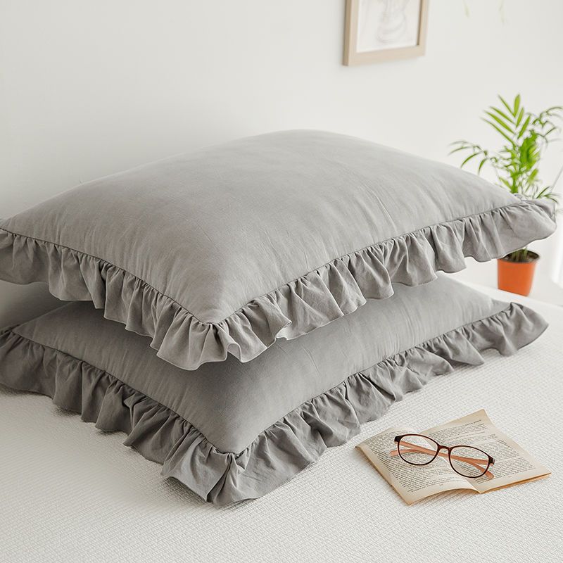 Ультрамягкая шифоновая стеганая кружевная наволочка в стиле принцессы с оборками и полосками, декоративная наволочка для элегантного декора спальни