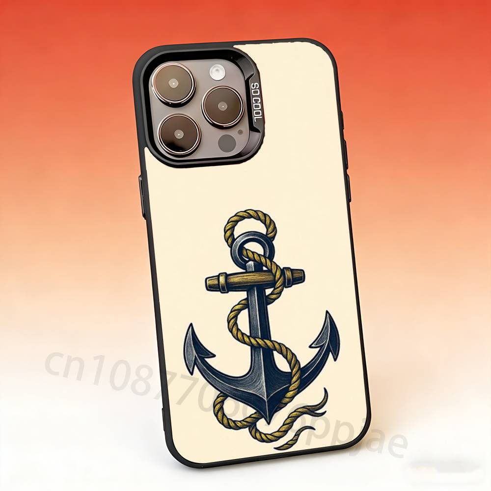 Anchor Boat Ship Wheel Phone Case For iPhone 17,16,15,14,13,12,11,Pro,Max,Plus,Mini Candy Matte Shockproof Cover
