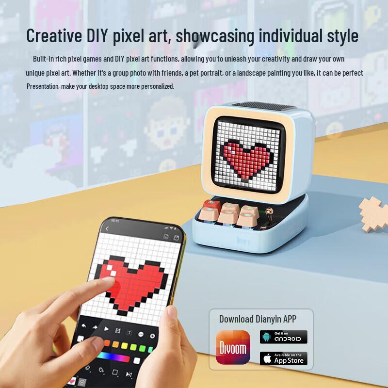 Ретро Bluetooth-динамик Divoom Ditoo с микрофоном, штекер CN (адаптер в комплекте)