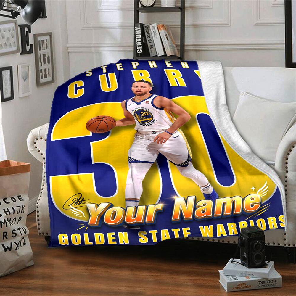 1pc Personalized Name Golden State Warriors Blanket, Gift, for Men and Women, Soft Blanket, Good for Sofa Bed Couch Travel, Lightweight Flannel Blanke