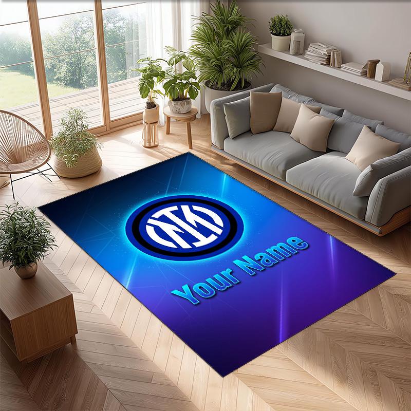 Inter Milan Printed Crystal Velvet Rug Non‑Slip Crystal Velvet Carpet For Sofa Bedroom Indoor Home Decoration