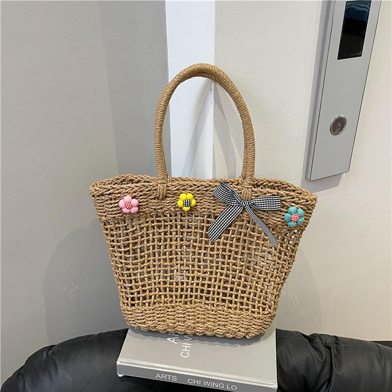 Маленькая свежая плетеная сумка из соломы женская новая плетеная сумка большой вместимости повседневная пляжная сумка-тоут для отпуска на море