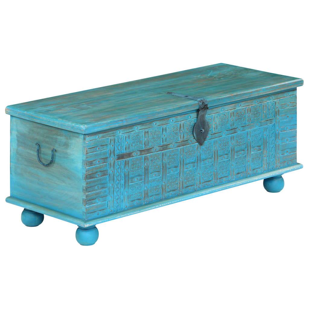 Storage Chest Solid Mango Wood Blue 100 x 40 x 41 cm