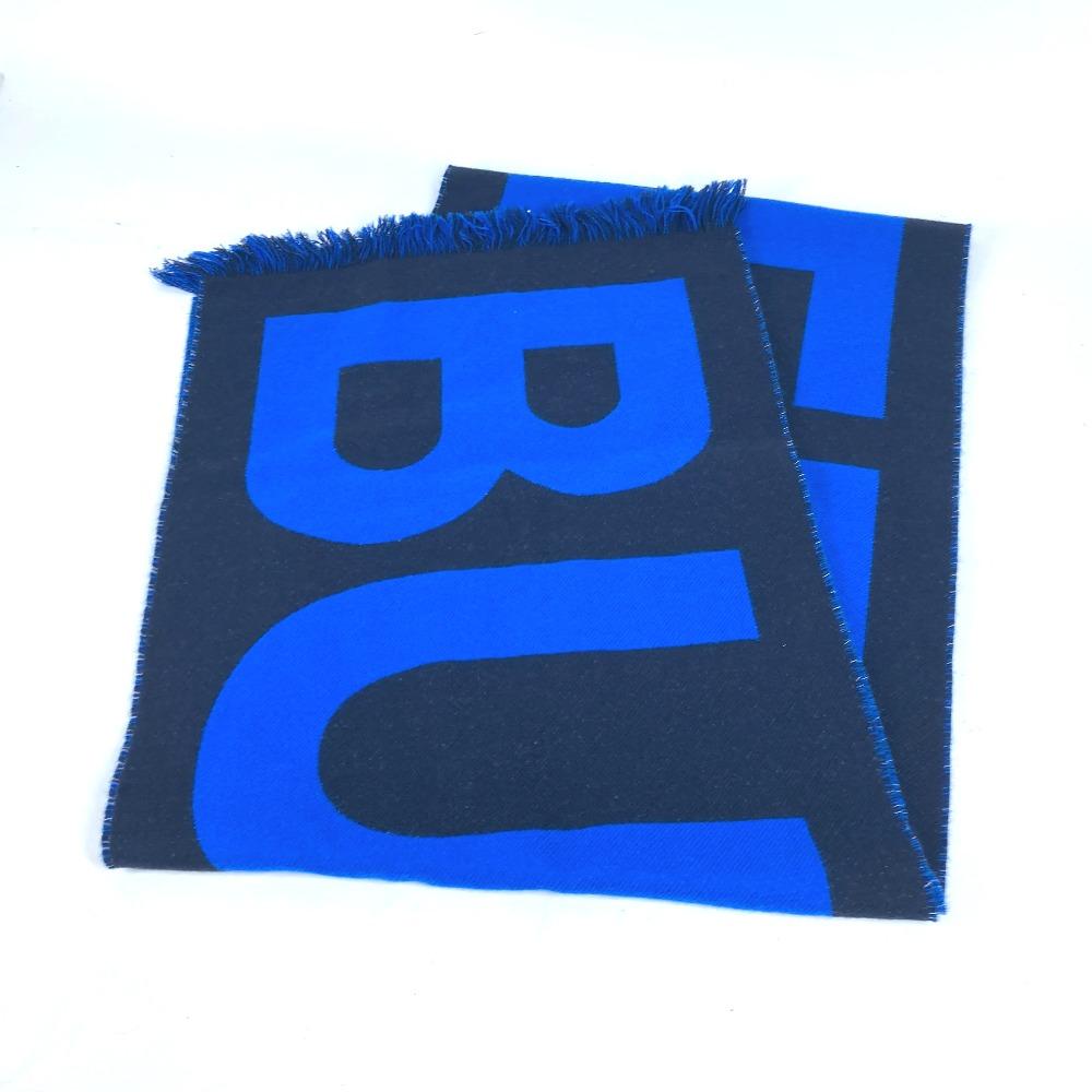 BURBERRY 8059892 Logo fringe  Scarf wool blue/Black