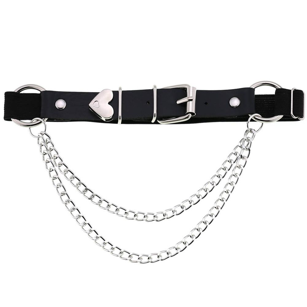 Belt Leg Harness Punk Chain PU Leather Women Suspenders Fashion Accessories Heart Garter Belt