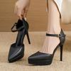 Мода Liyke Подиумная Мода Ремешок с Пряжкой Женские Туфли-Платформы Сексуальный Острый Носок 12СМ Шпилька Высокий Каблук Банкетные Выпускные Туфли Размер 33-42
