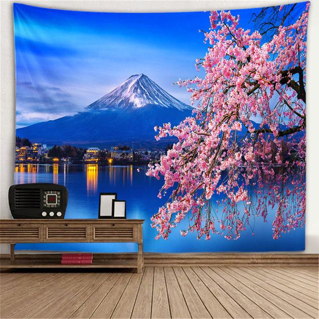 Гобелен с девственным лесом, зеленое дерево в туманном лесу, настенный гобелен с природными пейзажами, настенный гобелен, декор для гостиной, спальни