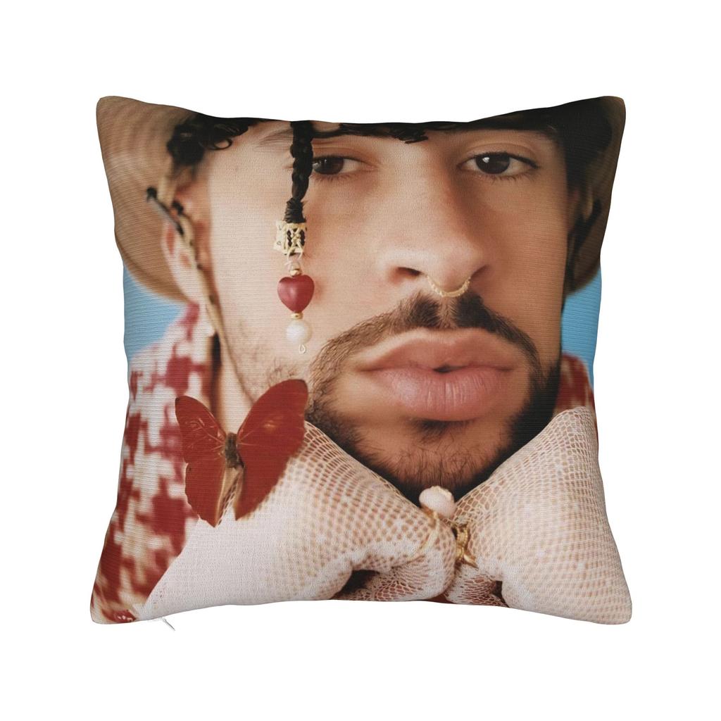 Singer Bad Bunny Pillowcase Doublesided Printing Polyester Cushion Cover Decorative  Throw Pillow Case Cover Home