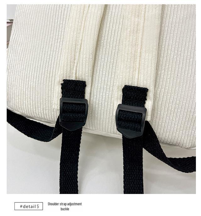 Star Women's Corduroy Backpack - Large Capacity, College Style for Junior & High School Students