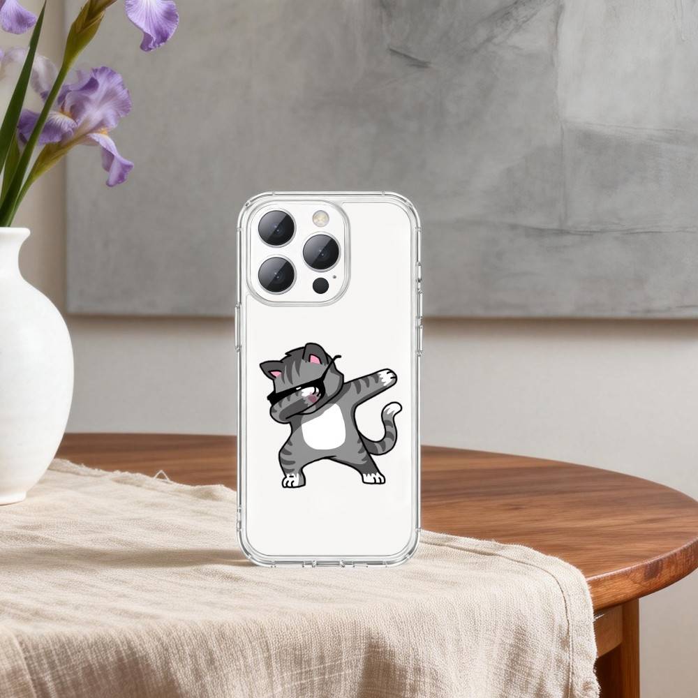 Мультяшный кот Мяу Чехол для телефона для iPhone 17 16 15 14 13 12 11 Mini Pro Max Plus Прозрачная крышка