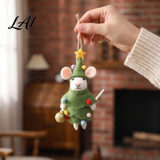Lightweight Felt Animal Ornaments Mouse Christmas Mice Hanging Wool Ornament Handmade Decoration Cute Needle Festive
