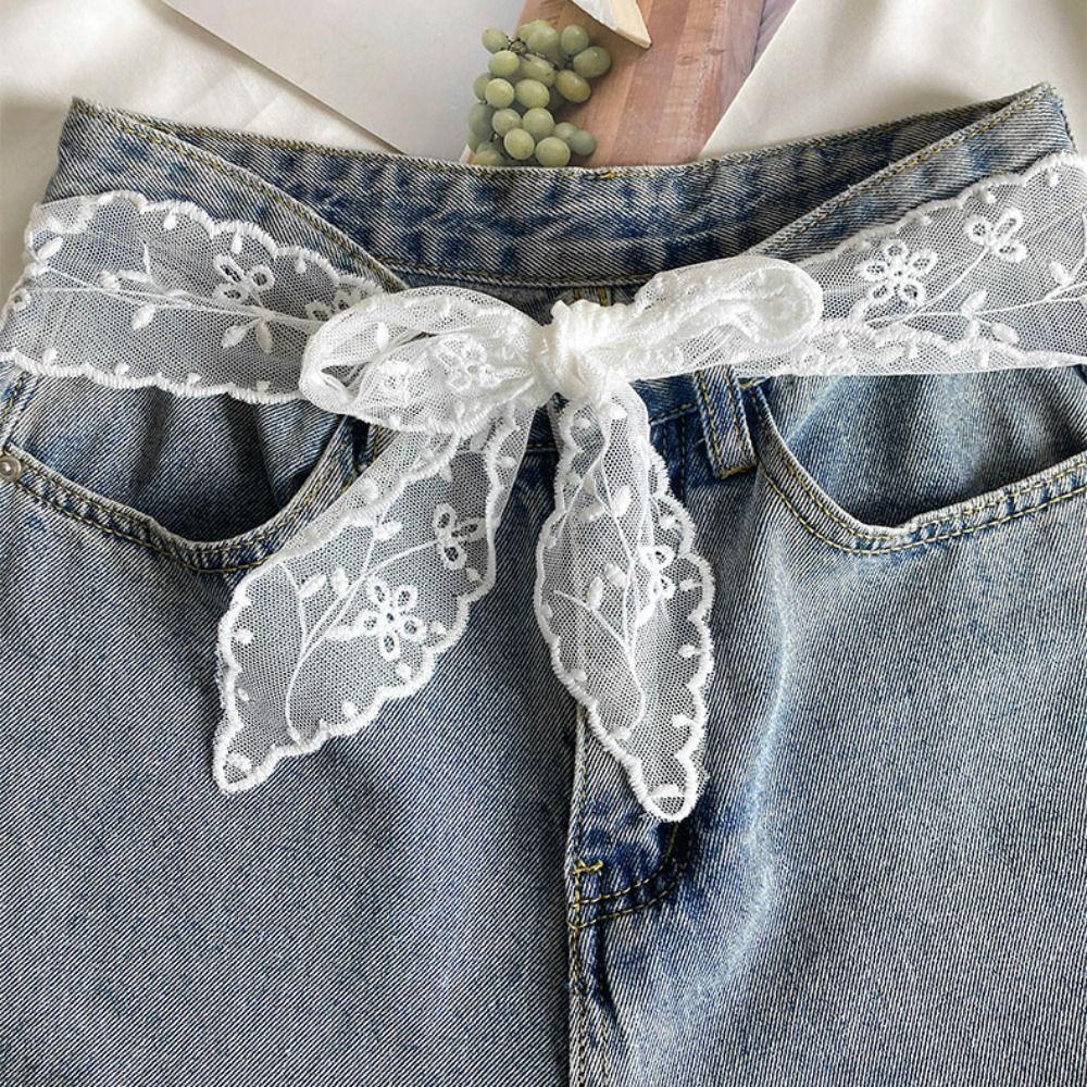 Sweet Lace Waistband Y2k Dress Jeans Belt Unique Gauze Waist Belt  Streetwear
