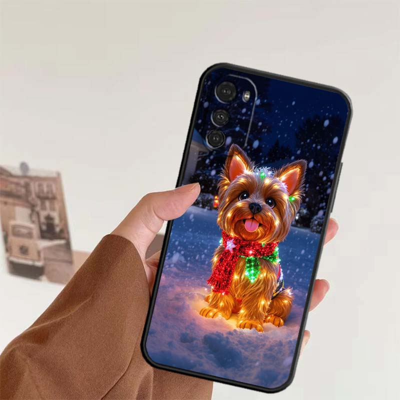 Рождественская мультяшная кошка Арт Для Motorola G85 Edge 50 G24 G35 G14 G04 40 G72 G34 G G54 G13 G32 5G Черный чехол для телефона