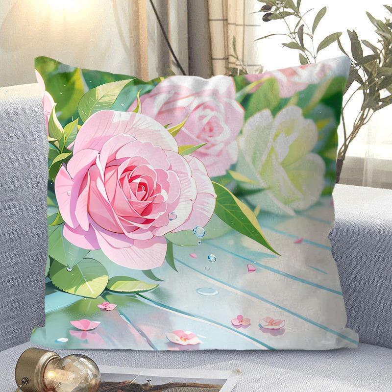 Декоративная наволочка с рисунком розы для гостиной, спальни, квадратная наволочка с подушкой