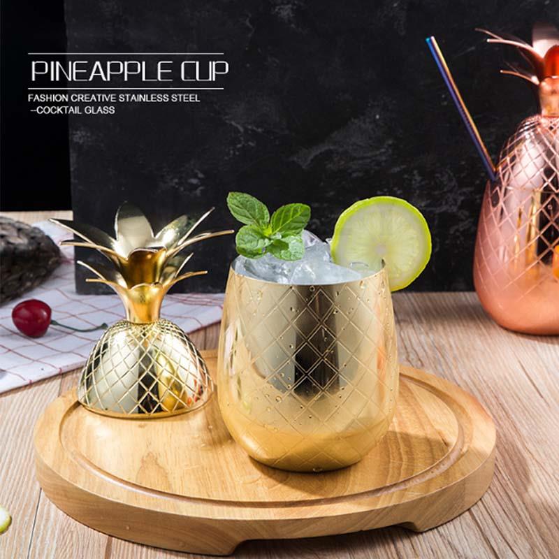BORREY 500 мл чашка с ананасом Московский мул, медные кружки, кружка для кофе из нержавеющей стали, барная чашка для коктейля, чашка для горячей и холодной воды, металлическая пивная кружка