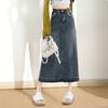 Элегантный классический женский дизайн с необработанными краями, женская высокая талия, ретро, тонкая, средней длины, пакет, бедра, летняя универсальная, удобная, модная джинсовая юбка-бюстье