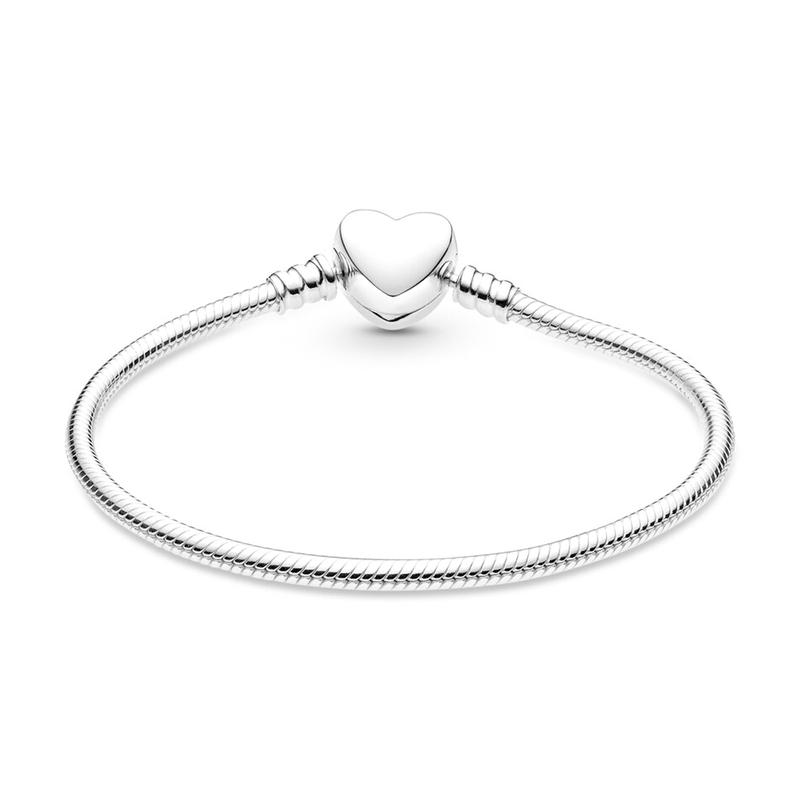 Pandora Moment heart-shaped chain buckle snake bone chain silver 925 silver bracelet women's style 599206C00