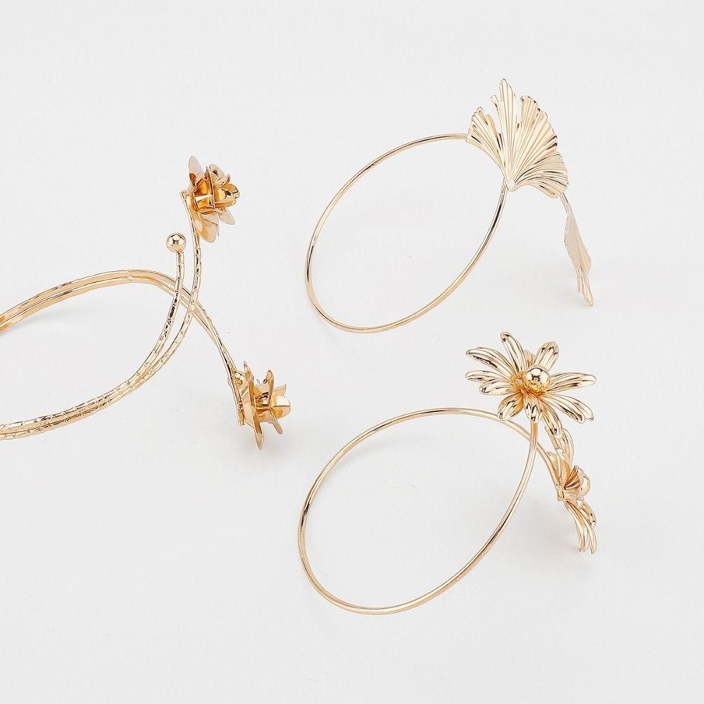 Браслеты-манжеты с открытием в виде бабочки, браслет на предплечье с листом и кругом, браслет-манжета на плечо с цветком, наручная цепочка для девушек