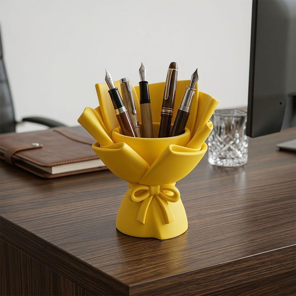 3D Printing Flower Bouquet Pen Holder Kawaii Style Desk Makeup Brush Stand Desk Decoration