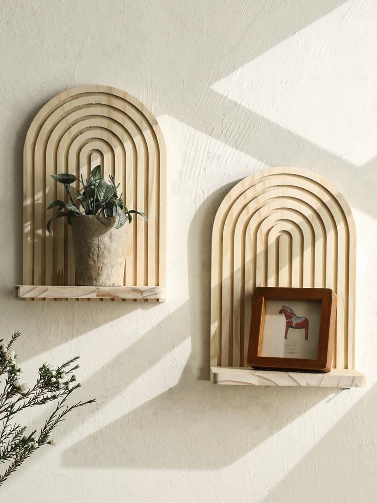 1pc Wooden Arch Wall Shelves for Boho Home Decor, Rustic Display Rack for Plants,Bedroom, Living Room, Entryway Decoration Shelf
