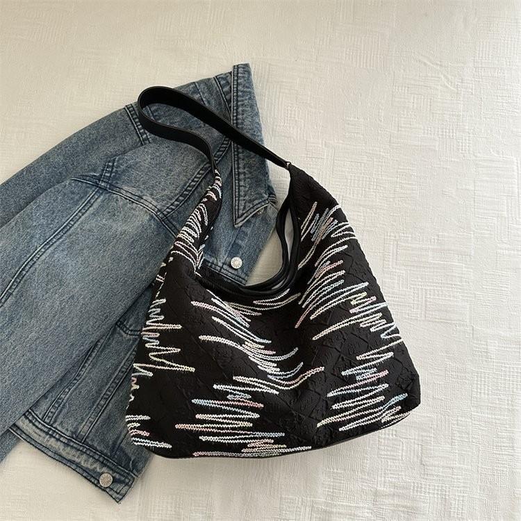 Стильная цветная полосатая холщовая сумка через плечо для женщин, идеально подходит для повседневной моды