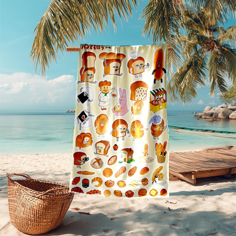 proof beach towel with Bread Thief pattern - soft,absorbent,quick-drying,machine washable - perfect for swimming,camping,bathing