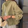 Женская повседневная куртка в корейском винтажном стиле Гонконга с воротником-стойкой и молнией
