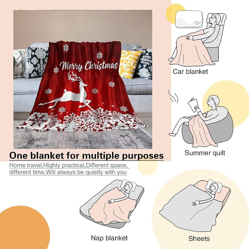 Christmas Snow Scene Theme Flannel Throw Blanket Soft Lightweight Warm for Living Room Bedroom Bed Sofa Couch Kids Adults Gifts