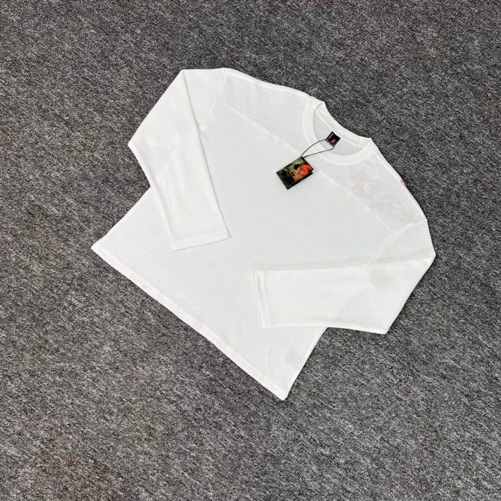 Вафельная футболка с длинным рукавом и вышивкой сакуры для мужчин и женщин, повседневная, свободного кроя, высокого качества, дышащая футболка, одежда